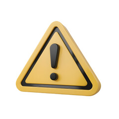 3D Warning Sign: A vibrant, yellow triangular warning sign with a bold black exclamation mark, symbolizing caution and alert. Its 3D design adds depth and realism, making it perfect for safety reminde