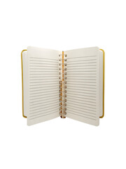 Blank Notebook with Gold Spiral: A clean, minimal, and professional image of a blank notebook with a gold spiral, ready to capture your ideas and thoughts. Perfect for showcasing organization, product