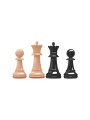 Classic Chess Pieces: A timeless display of black and white chess pieces, ready for a strategic battle of wit and skill. 