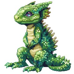 Fototapeta premium Basilisk 8-bit fantasy animal cartoon isolated whitebackground