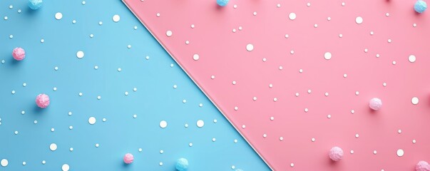 Cute pink and blue background with polka dots and gradients