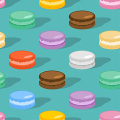 Macaroon pattern seamless. Macaroons Colourful dessert background. Macaron texture