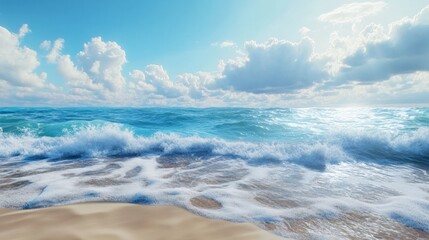 Fototapeta premium Tranquil Ocean Waves on a Sandy Beach