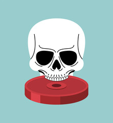 A skull graphic holds dumbbells, representing strength and fitness culture in a striking monochrome style.