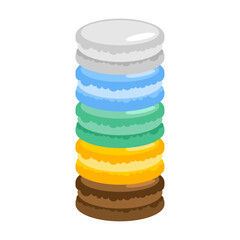Macarons stack isolated. Multicolored dessert	