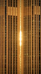 Building reflecting sunset