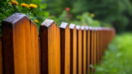a wooden fence with a planter behind it