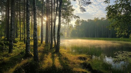 Naklejka premium An idyllic image of nature, showcasing the beauty of the Masurian landscapes