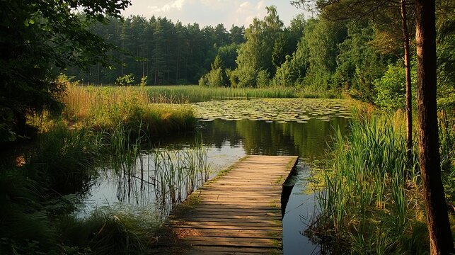 An idyllic image of nature, showcasing the beauty of the Masurian landscapes