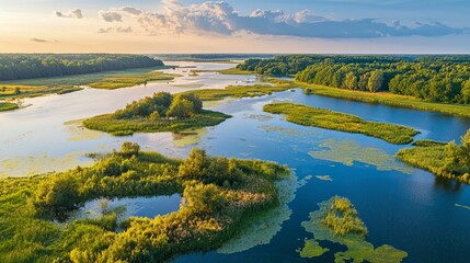 Obraz premium An idyllic image of nature, showcasing the beauty of the Masurian landscapes