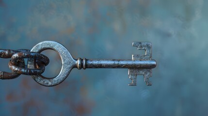 A close-up of an aged and rusty key, hinting at untold stories and forgotten locks.