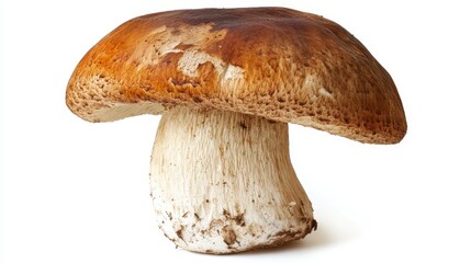 Close-up of a fresh porcini mushroom, earthy and organic, foraging, culinary ingredient, natural, gourmet, rustic.