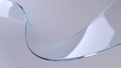 Blue glass or water abstract flow on bright background