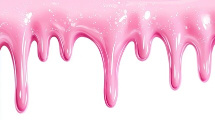 Fototapeta premium Dripping pink glossy liquid creates a vibrant and playful visual effect, perfect for beauty, cosmetics, or artistic design themes.