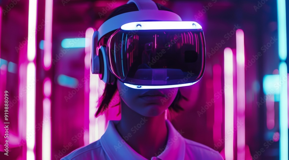 Poster immerse yourself in a vast and captivating digital universe using advanced virtual reality goggles. 
