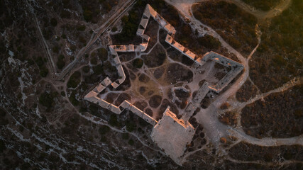 Fort at sunrise on the coast of Cagliari in Sardinia