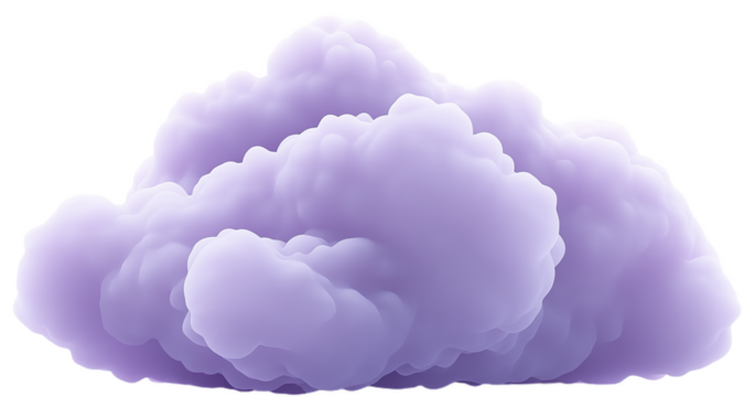A fluffy, light purple cloud, evoking a dreamy and whimsical atmosphere in a digital illustration.