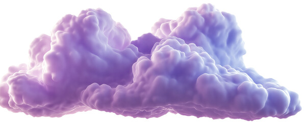 Fluffy purple clouds creating a dreamy atmosphere in the sky.