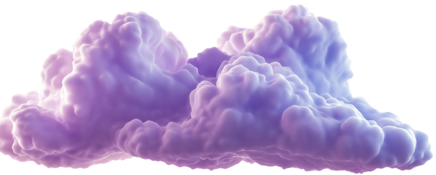 Fluffy purple clouds creating a dreamy atmosphere in the sky.