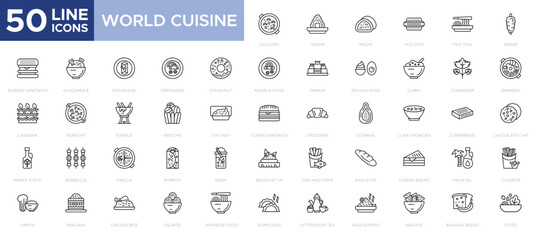 World Cuisine icon set icon related to cuisine. linear icon collection. simple vector illustration