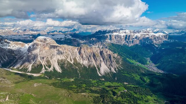 Hyperlapse over Dolomites on a cloudy day 
