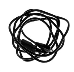 Black Cable Isolated On a White Background, Micro USB Type B and USB Type A. Coiled USB Cable....