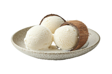 cream three in ice of separated from white and transparent background