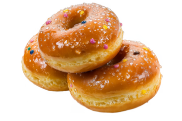 donuts glazed three separated from white and transparent background