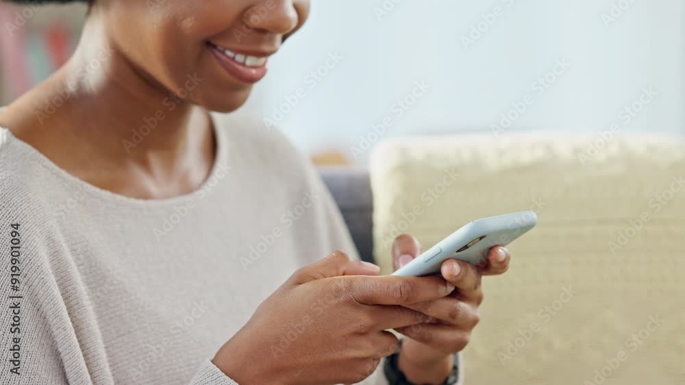 Poster smiling woman texting on phone and joining online dating app. connecting or networking with friends 