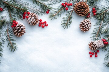 christmas background with fir branches and snow