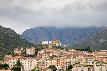 Obraz premium the beautiful little town of Corte on a summer morning, Corse, France