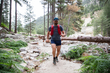 Obraz premium trail runner on a mountain path