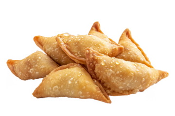 fried of a food pile separated from white and transparent background