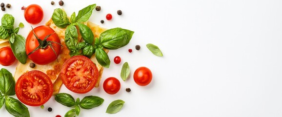 Cooking Lasagna Composition On White Background, Close-Up, Vibrant, Inviting, Appetizing