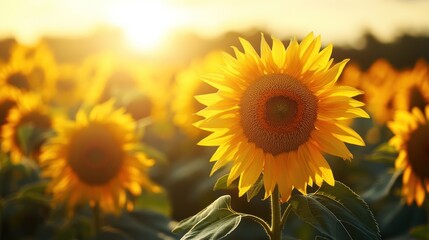 Obraz premium Sunlit Sunflower Field