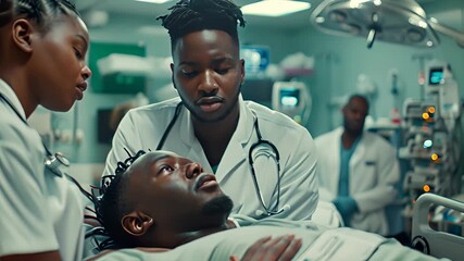 A dedicated medical team provides urgent care to a patient in distress in a hospital setting