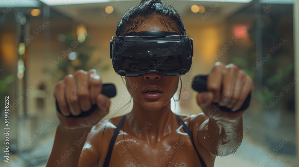 Poster an immersive virtual reality experience that transports viewers to the heart of a high-intensity int