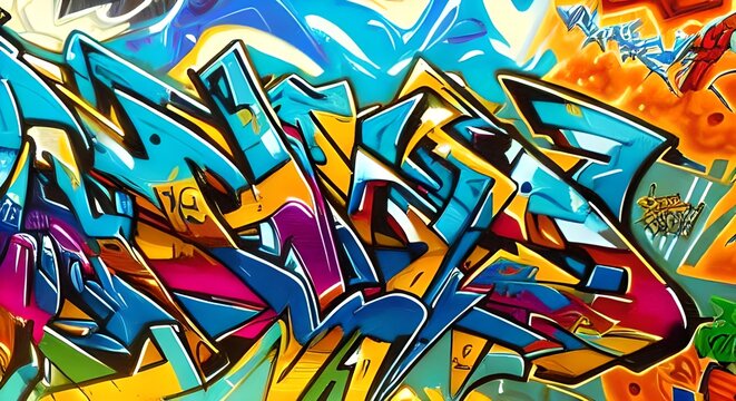 Vibrant Abstract Graffiti Art with Bold Shapes and Bright Colors | 240