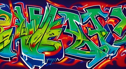 Vibrant Abstract Graffiti Art with Bold Shapes and Bright Colors | 250