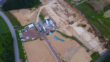 空撮した建設現場
