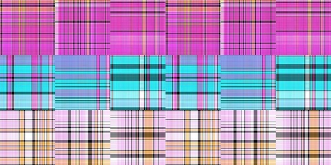 Cozy plaid patterns seamless border background in colorfull autum fall home decor. Woven patchwork style effect for seamless edging banner