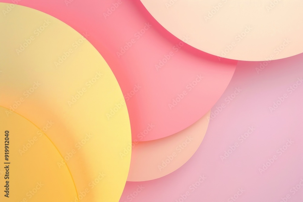Poster a bright and colorful design featuring multiple yellow and pink circles on a pink background, ideal 