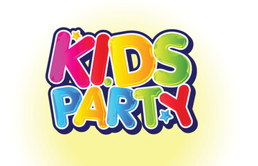 Kids Party Colorful Logo or Poster Label Vector Template