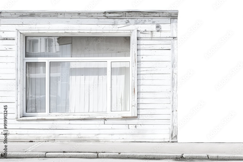 Poster A simple yet striking image of a black and white window with a fire hydrant in the foreground