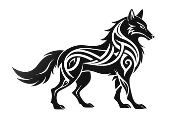 Celtic Wolf Tattoo Design Vector, SVG Files, Cricut Files, Vector Clipart, Graphic Element, T-shirt Graphics