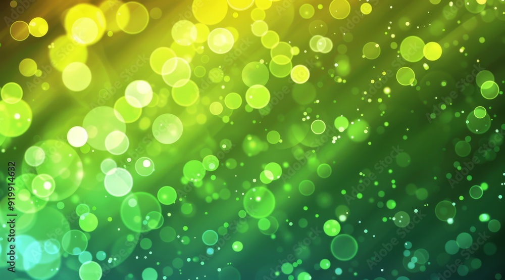Poster a vibrant and colorful bokeh background that features a captivating blend of bright green and radian