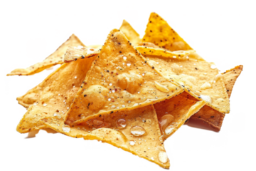 nachos baked of a surface separated from white and transparent background