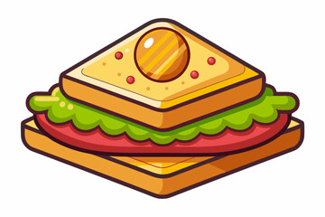 Sandwich Ingredients Food Cartoon Vector Icon Illustration. Food Object Icon Concept Isolated Premium Vector. Flat Cartoon Style