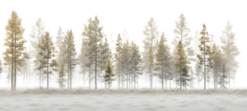 PNG pine forest landscape border, transparent background