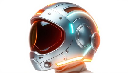 Fototapeta premium Futuristic Helmet with Glowing Lights.